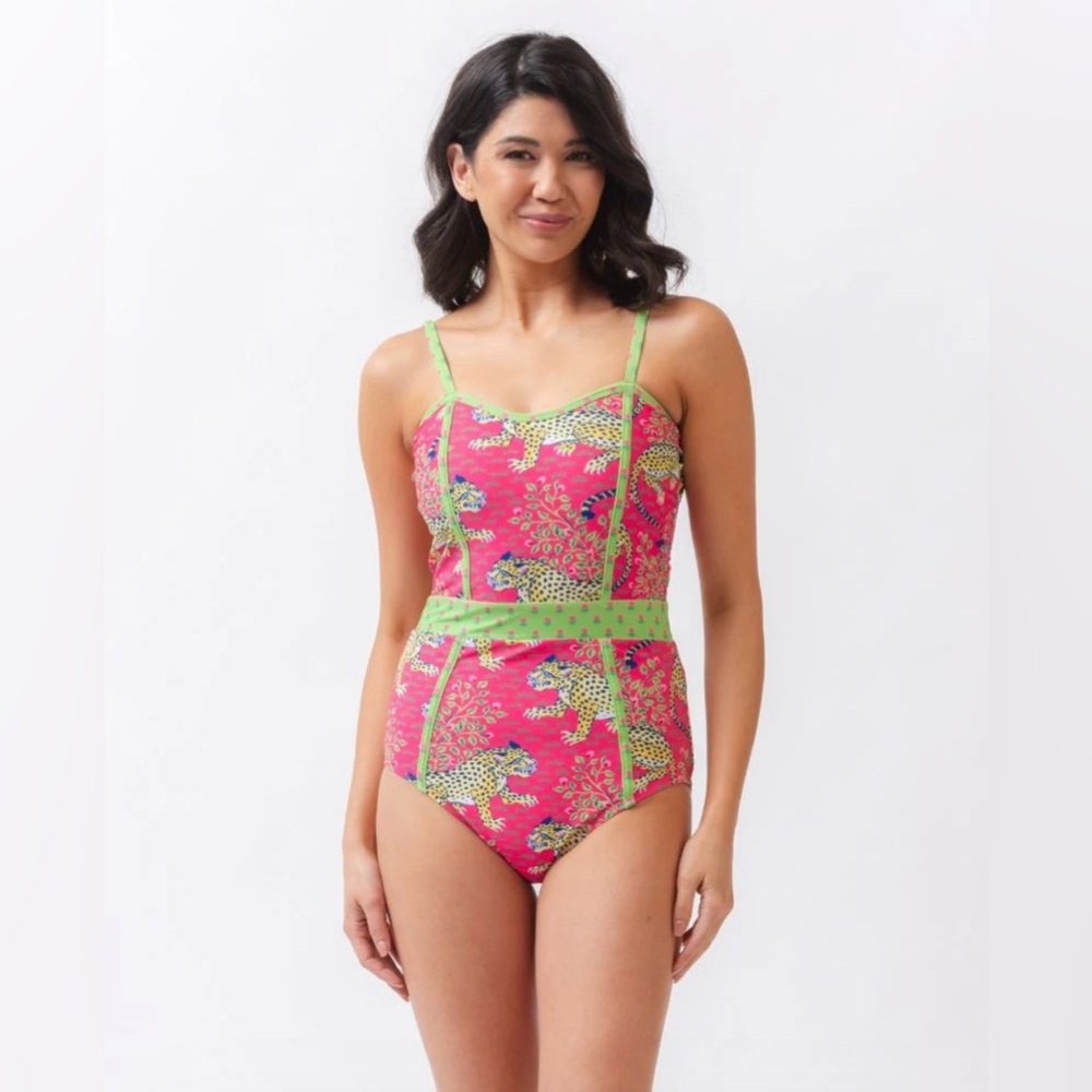 Lime Ricki Pink & Lime Green One-Piece Swimsuit